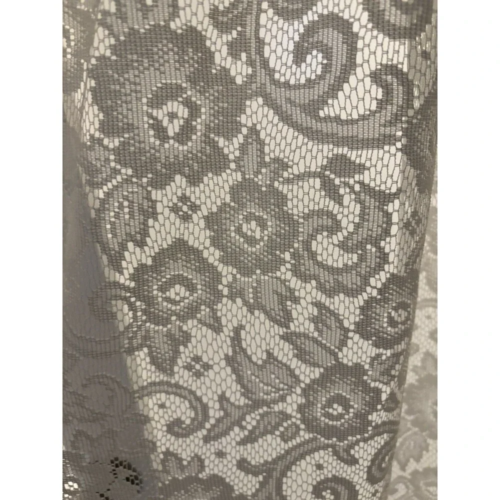 Vintage 80’s 90’s Floral Lace Curtain Panel Ivory White Rod Pocket Cottagecore